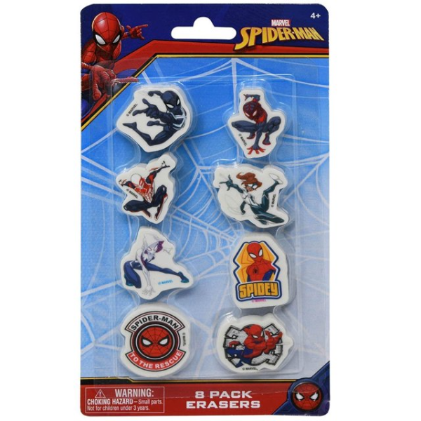 MARVEL - Paquete de 8 Borradores HOMBRE ARAÑA