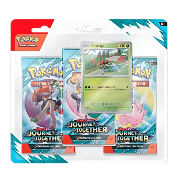 POKÉMON TCG Escarlata & Púrpura - JOURNEY TOGETHER Set 3 Paquetes + 1 Tarjeta Exclusiva en Inglés