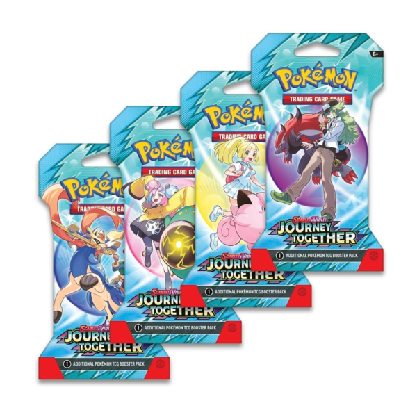 POKÉMON TCG Escarlata & Púrpura - JOURNEY TOGETHER Paquete + 10 Tarjetas en Inglés