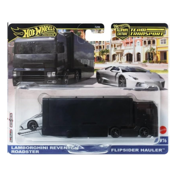HOT WHEELS Premium Escala 1:64 - Team Transport LAMBORGHINI Reventon Roadster + FLIPSIDER HAULER