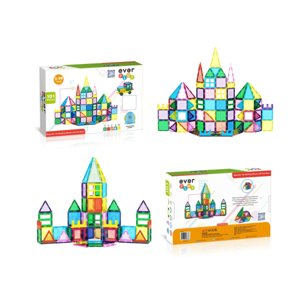PICASSO TILES Every Pay - Set de Bloques de Construcción Magnéticos + Base de Carro & Bolsa + 101pzas - Imagen 2