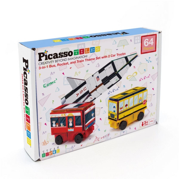 PICASSO TILES - Set de Bloques de Construcción Magnéticos 3 en 1 + 64pzas - Imagen 2
