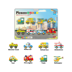 PICASSO TILES Action Figures - VEHÍCULOS Figuras Magnéticas + 8pzas
