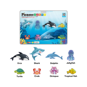 PICASSO TILES Action Figures - ANIMALES MARINOS Figuras Magnéticas + 8pzas