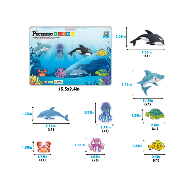 PICASSO TILES Action Figures - ANIMALES MARINOS Figuras Magnéticas + 8pzas - Imagen 7
