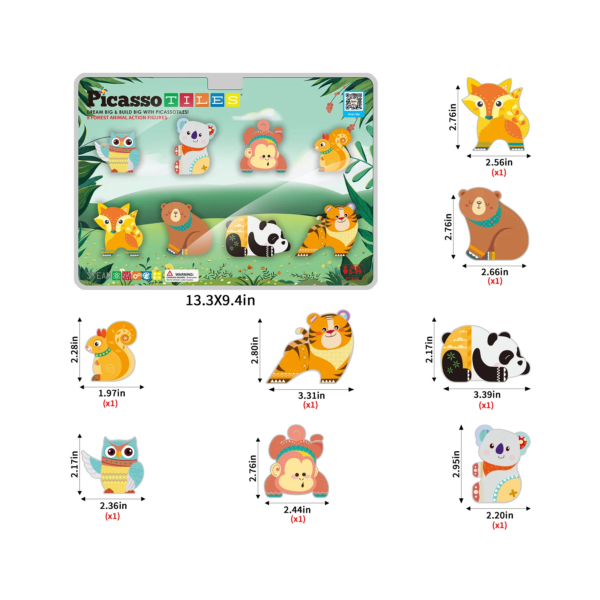 PICASSO TILES Action Figures - ANIMALES DEL BOSQUE Figuras Magnéticas + 8pzas - Imagen 7