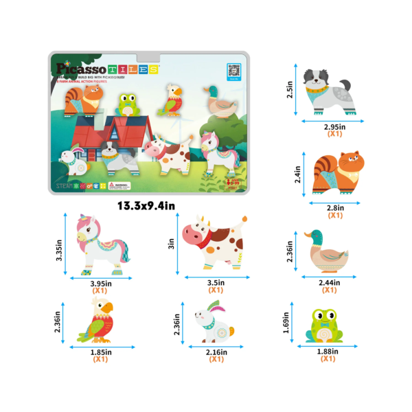 PICASSO TILES Action Figures - ANIMALES DE GRANJA Figuras Magnéticas + 8pzas - Imagen 6