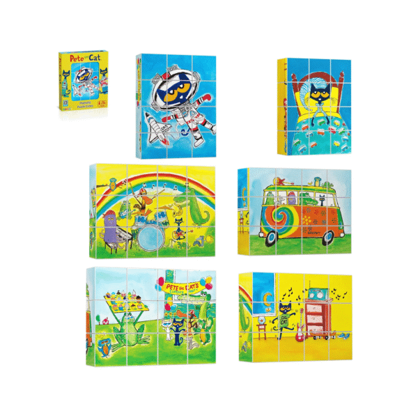 PICASSO TILES Cubes - PETE EL GATO Cubos de Construcción Magnéticos + 12pzas