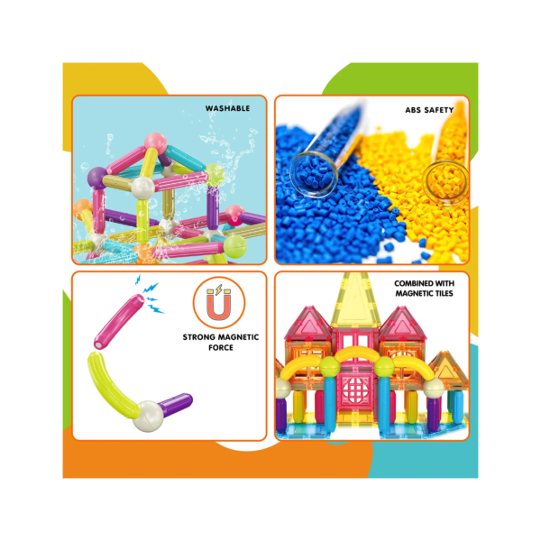 PICASSO TILES - Set de Bloques & Postes de Construcción Magnéticos + 82pzas - Imagen 5