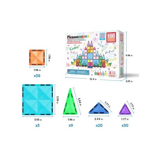 PICASSO TILES Diamond - Set de Bloques de Construcción Magnéticos Mini Tile + 100pzas - Imagen 2