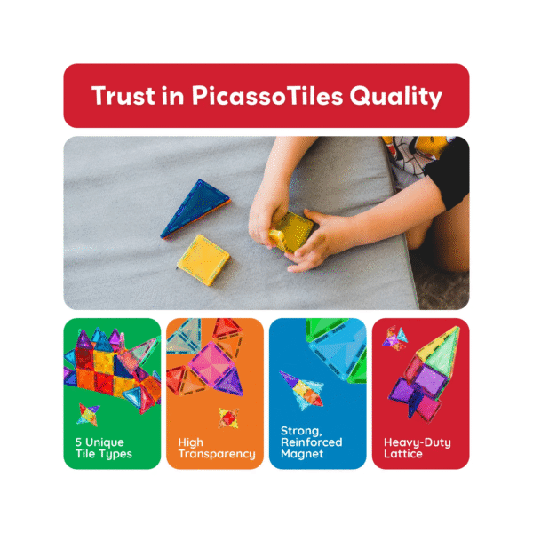 PICASSO TILES Diamond - Set de Bloques de Construcción Magnéticos Mini Tile + 100pzas - Imagen 3