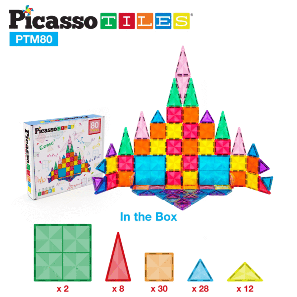 PICASSO TILES Diamond - Set de Bloques de Construcción Magnéticos Mini Tile + 80pzas - Imagen 2
