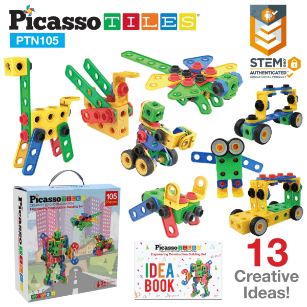 PICASSO TILES Ingeniería - Set de Construcción & Taladro Electrónico + 115pzas - Imagen 7