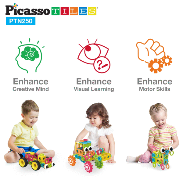 PICASSO TILES Ingeniería - Set de Construcción & Taladro Electrónico + 250pzas - Imagen 7