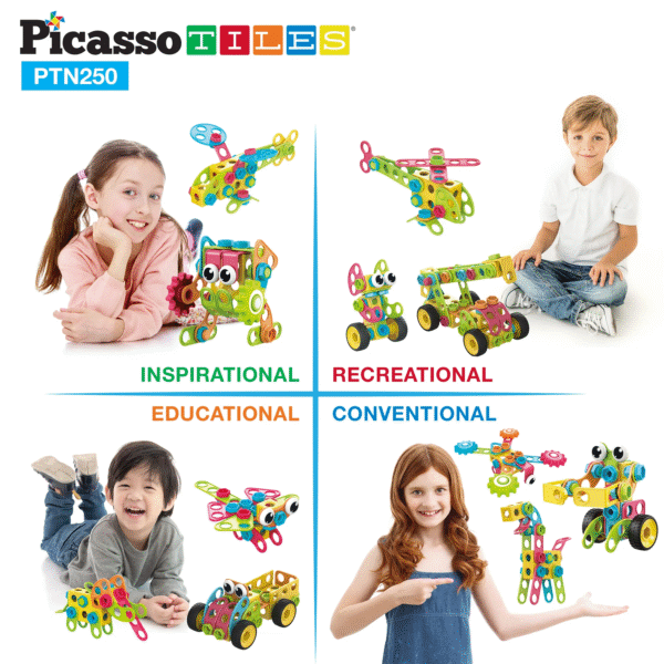 PICASSO TILES Ingeniería - Set de Construcción & Taladro Electrónico + 250pzas - Imagen 5