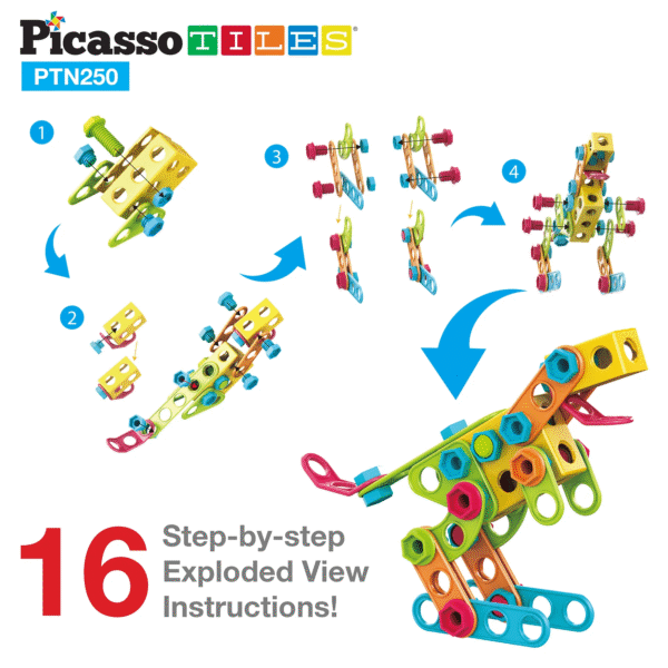 PICASSO TILES Ingeniería - Set de Construcción & Taladro Electrónico + 250pzas - Imagen 3