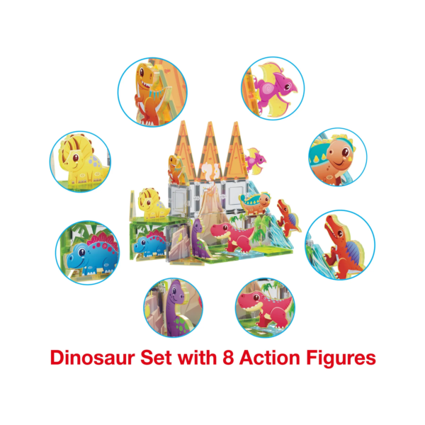PICASSO TILES Dino World - DINOSAURIOS & Bloques de Construcción Magnéticos + 38pzas - Imagen 8