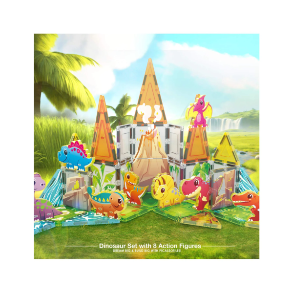 PICASSO TILES Dino World - DINOSAURIOS & Bloques de Construcción Magnéticos + 38pzas - Imagen 4