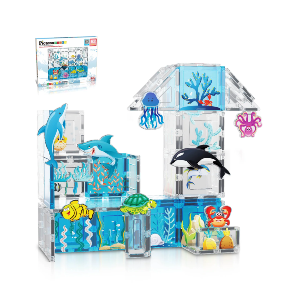 PICASSO TILES - ACUARIO MARINO & Bloques de Construcción Magnéticos + 52pzas
