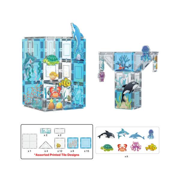 PICASSO TILES - ACUARIO MARINO & Bloques de Construcción Magnéticos + 52pzas - Imagen 2