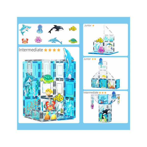 PICASSO TILES - ACUARIO MARINO & Bloques de Construcción Magnéticos + 52pzas - Imagen 4