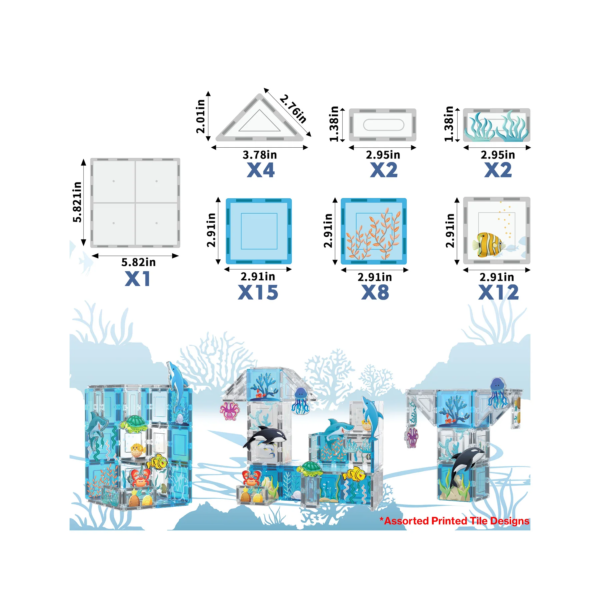 PICASSO TILES - ACUARIO MARINO & Bloques de Construcción Magnéticos + 52pzas - Imagen 3