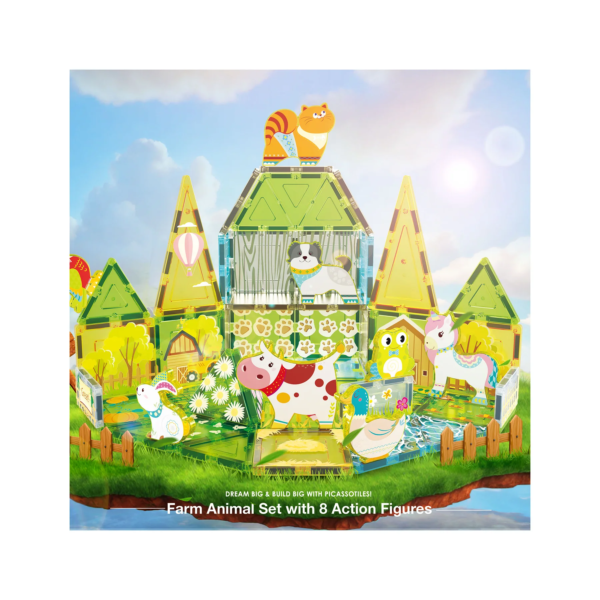 PICASSO TILES - ANIMALES de GRANJA & Bloques de Construcción Magnéticos + 52pzas - Imagen 7