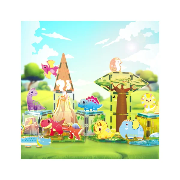 PICASSO TILES - DINOSAURIOS Safari & Bloques Magnéticos de Construcción + 52pzas - Imagen 3