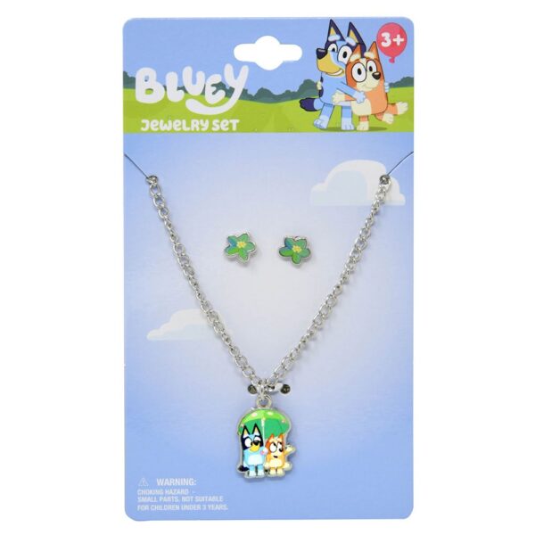 BLUEY - Collar + Aretes Metálicos