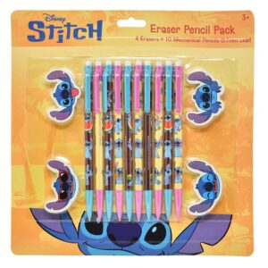 STITCH Escolar - Lápices de Minas 10 Unidades + 4 Borradores
