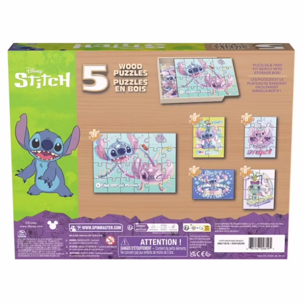 STITCH Juegos de Mesa - Rompecabezas de Madera 5 en 1 - Imagen 6