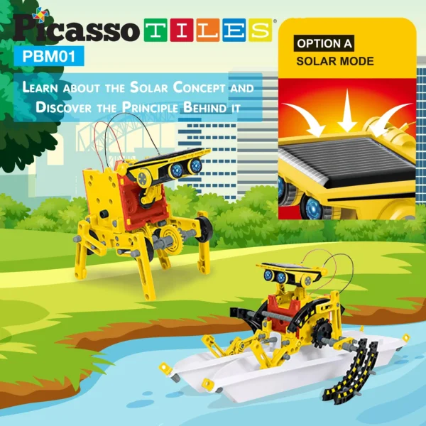 PICASSO TILES Science - Set de Construcción ROBOT SOLAR 12 en 1 - Imagen 8