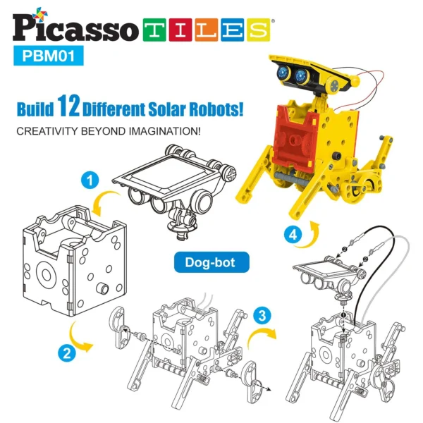 PICASSO TILES Science - Set de Construcción ROBOT SOLAR 12 en 1 - Imagen 7