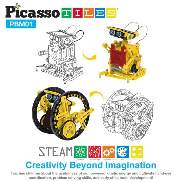 PICASSO TILES Science - Set de Construcción ROBOT SOLAR 12 en 1 - Imagen 6