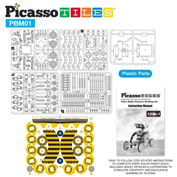 PICASSO TILES Science - Set de Construcción ROBOT SOLAR 12 en 1 - Imagen 5