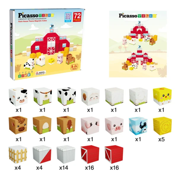 PICASSO TILES Cubes - GRANJA Cubos de Construcción Magnéticos + 72pzas - Imagen 2