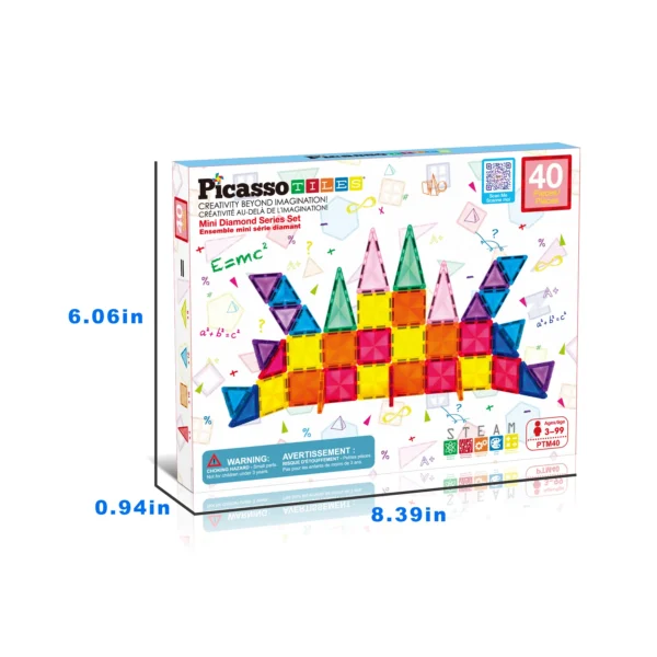 PICASSO TILES Diamond - Set de Bloques de Construcción Magnético Mini Tile + 40pzas - Imagen 6