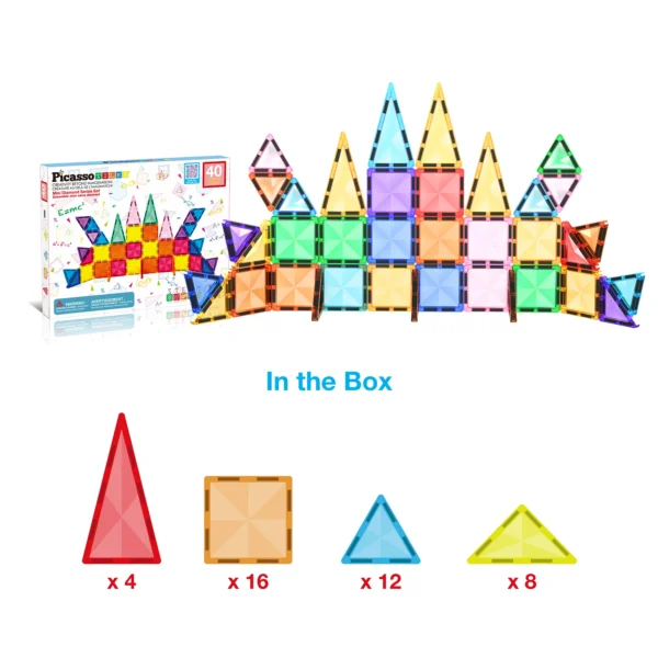 PICASSO TILES Diamond - Set de Bloques de Construcción Magnético Mini Tile + 40pzas - Imagen 5