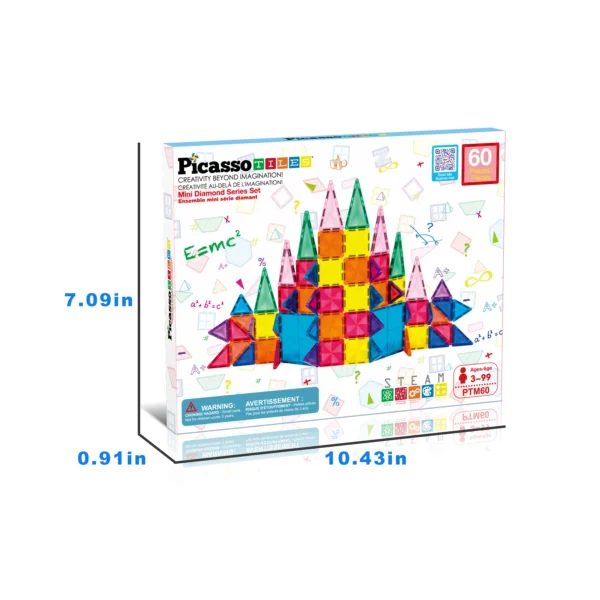 PICASSO TILES Diamond - Set de Bloques de Construcción Magnético Mini Tile + 60pzas - Imagen 2