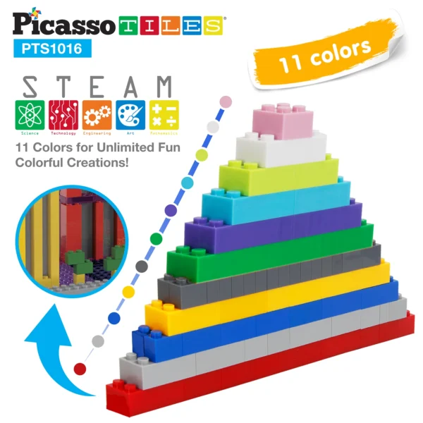 PICASSO TILES Brick Tiles - Set de Construcción Magnético & Bloques + 1016pzas - Imagen 6