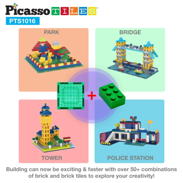 PICASSO TILES Brick Tiles - Set de Construcción Magnético & Bloques + 1016pzas - Imagen 5