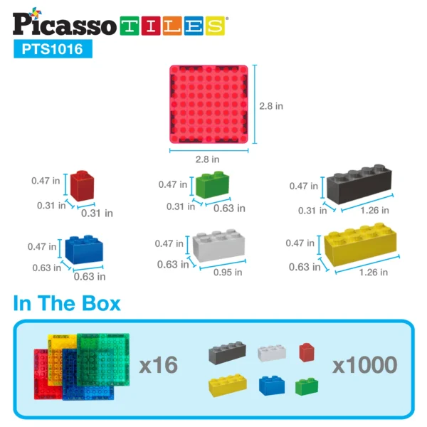 PICASSO TILES Brick Tiles - Set de Construcción Magnético & Bloques + 1016pzas - Imagen 3