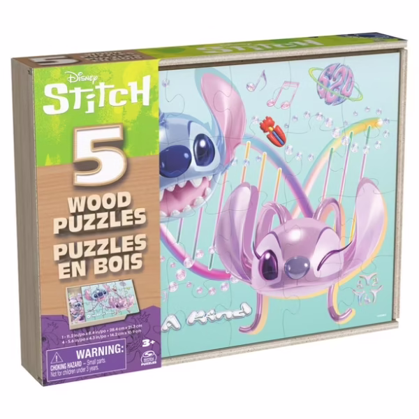 STITCH Juegos de Mesa - Rompecabezas de Madera 5 en 1 - Imagen 5