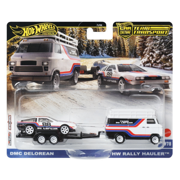 HOT WHEELS Premium Escala 1:64 - Team Transport DMC DELOREAN & HW RALLY HAULER
