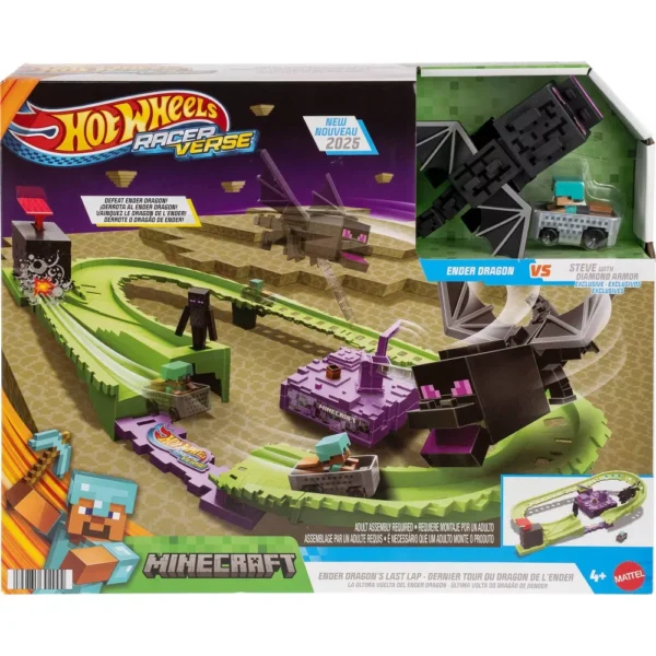 HOT WHEELS RacerVerse - MINECRAFT Play Set Derrota al Ender Dragón