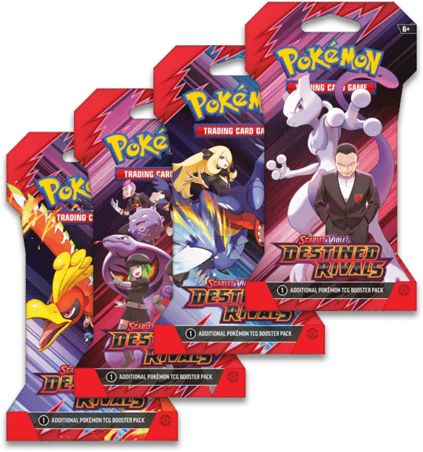POKÉMON TCG Escarlata & Púrpura - DESTINED RIVALS Paquete + 10 Tarjetas en Inglés