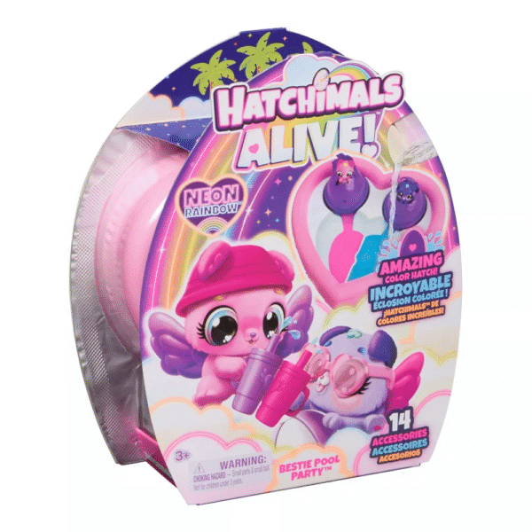HATCHIMALS Alive - Neon Rainbow Fiesta en la Piscina - Imagen 2