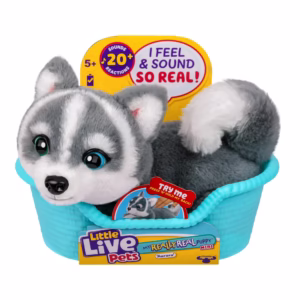 LITTLE LIVE PETS Mi Pequeña Mascota Mini - AURORA La Husky Mascota Interactiva + 20 Reacciones & Sonidos