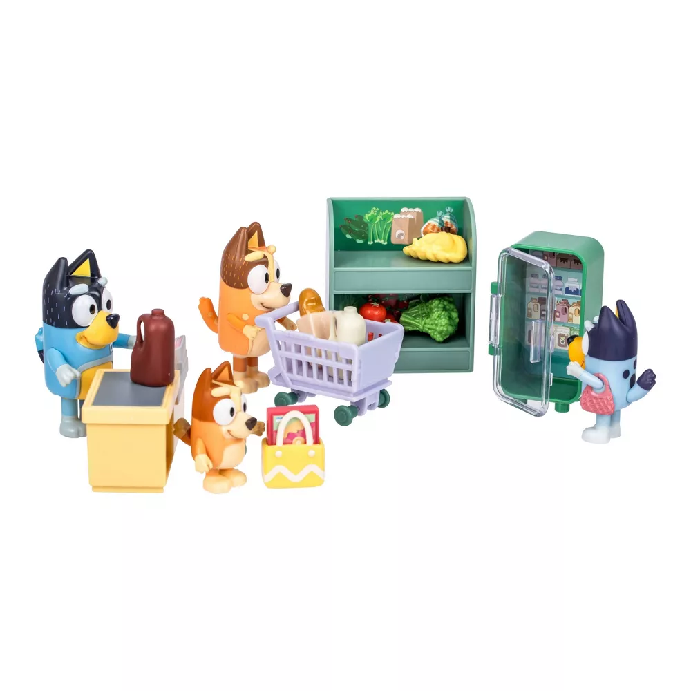 BLUEY Chef - Set de Figuras Familiar Vamos de Compras + Accesorios ...