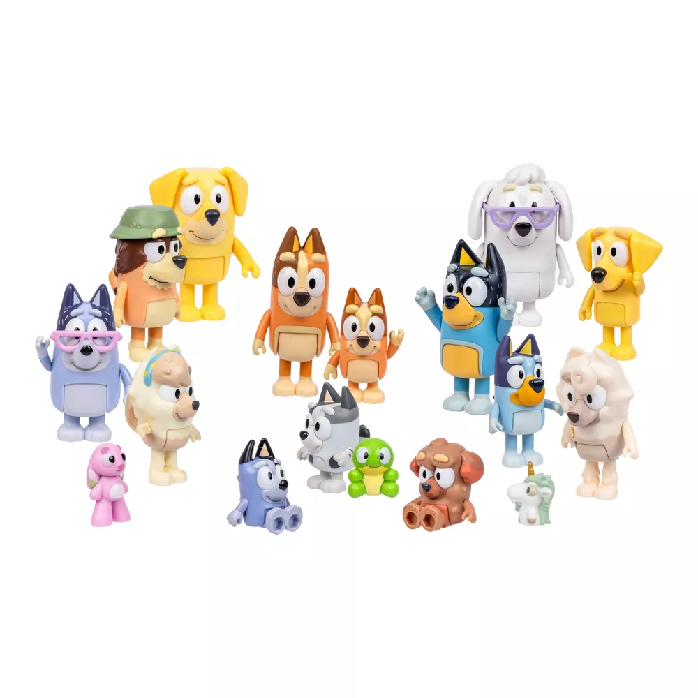 BLUEY - Set de Figuras Familia & Amigos de Barrio + 14pzas - Lovely ...